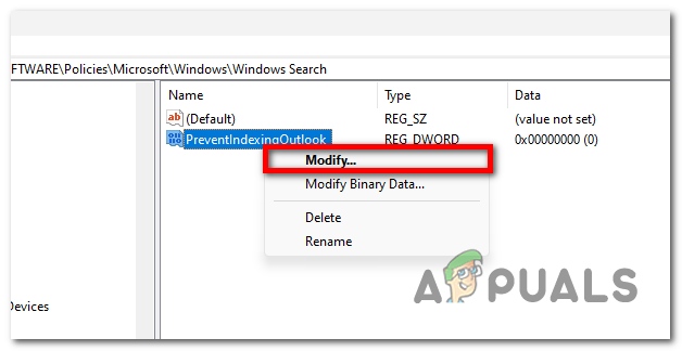 Modifying the DWORD Value