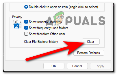 Clearing the File Explorer history