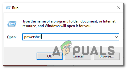 Opening the PowerShell terminal via the Run dialogue box