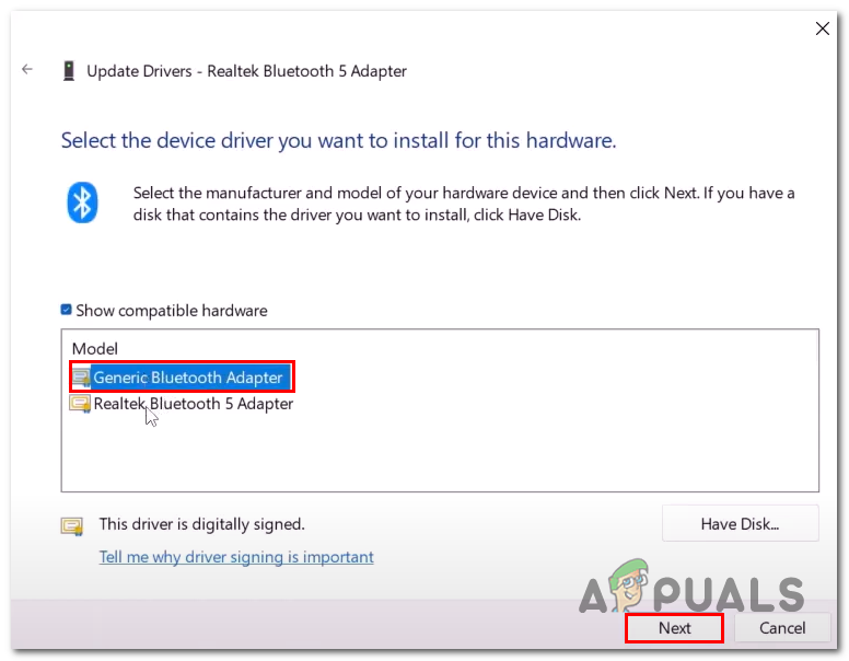 Selecting an older version of the drivers w