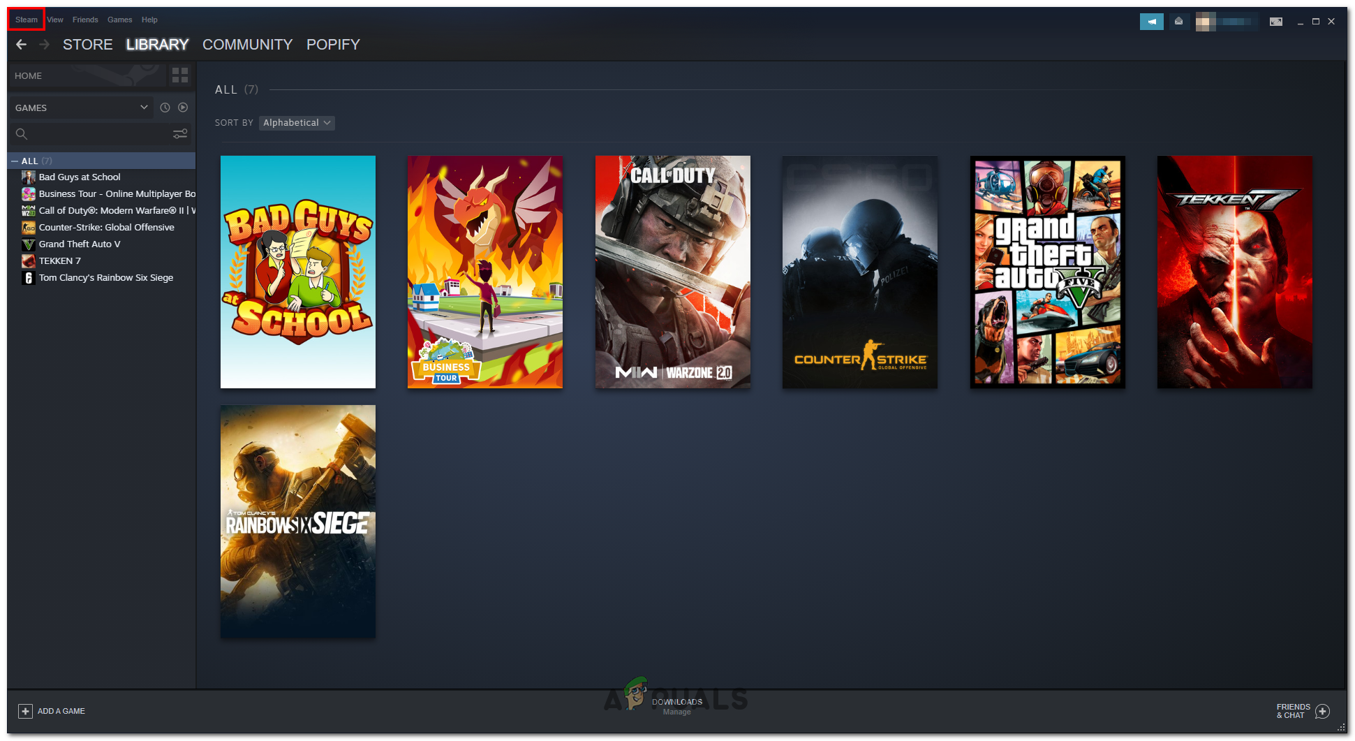 Opening setting in steam