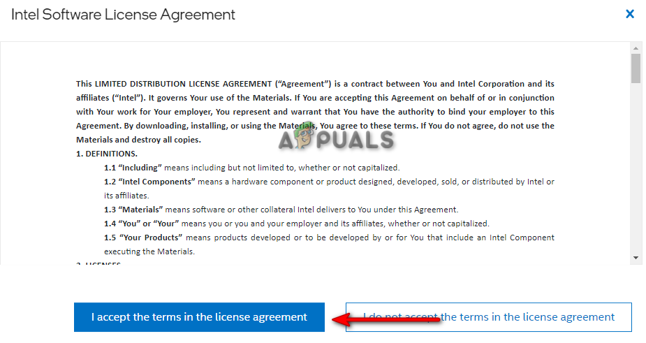 Accepting the license agreement