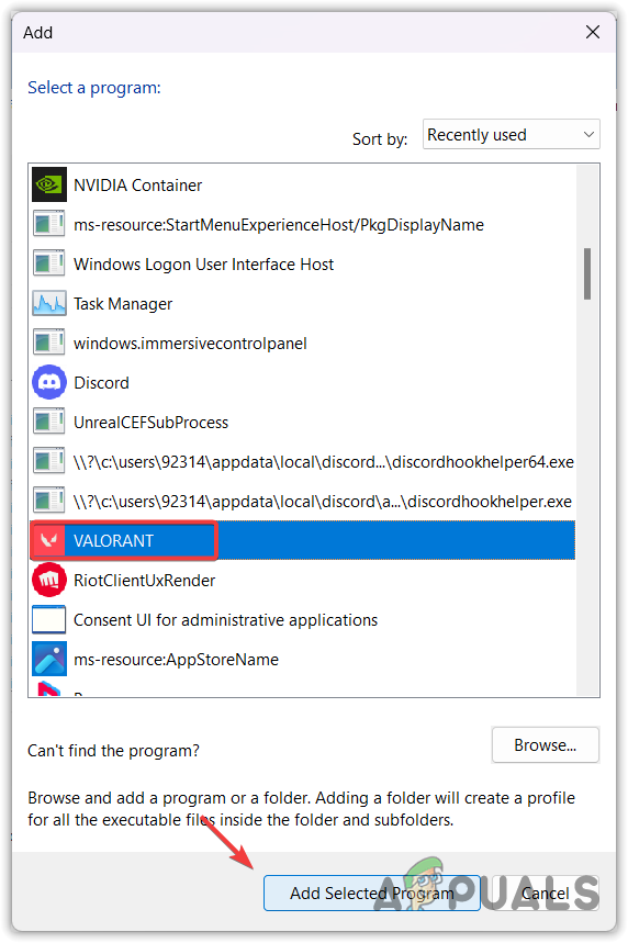 Adding a causing application into Nvidia customizing settings