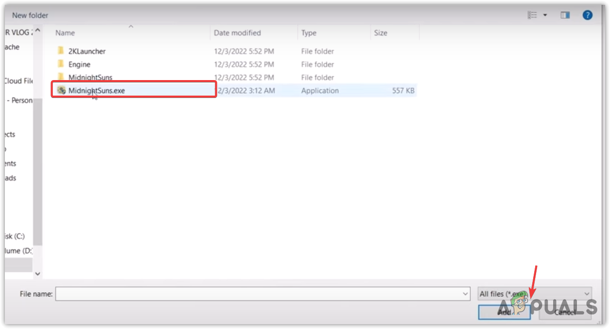 Adding game executable file to graphics preferences settings
