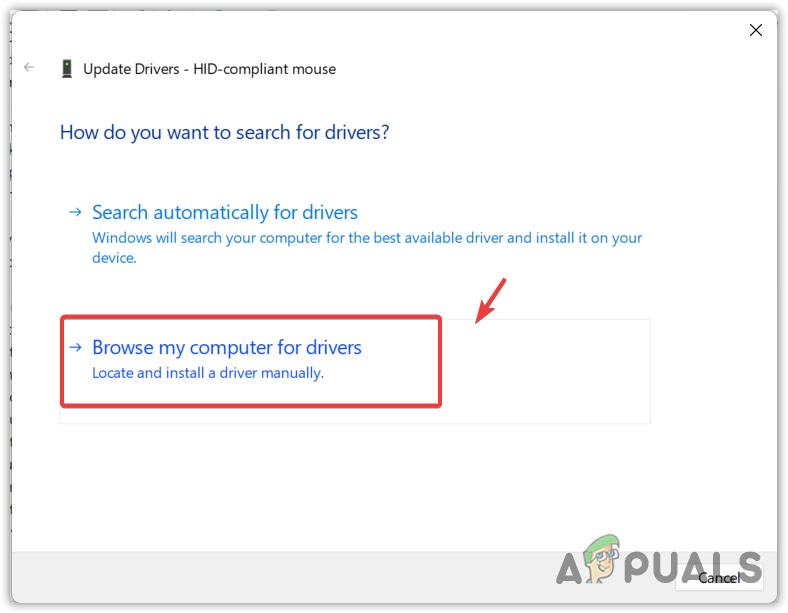 Browsing my computer for drivers