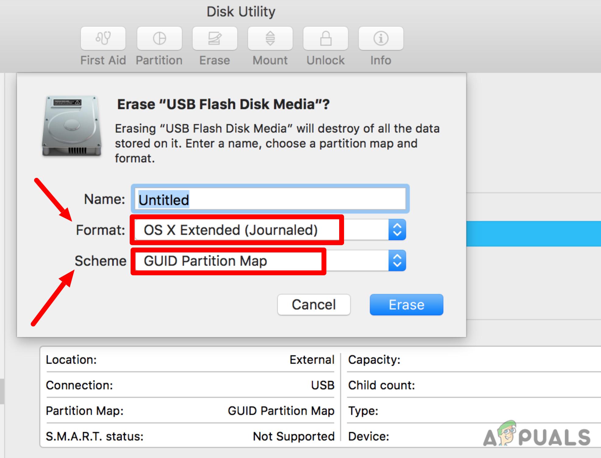 Choose a name and the partition type