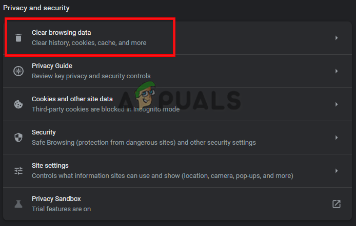 Clearing browsing data