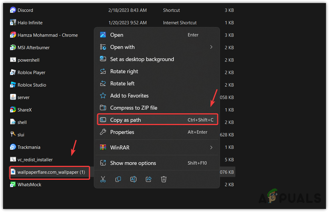 Copying Wallpaper path