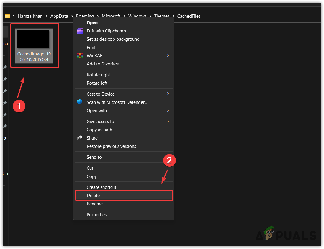 Deleting Black Desktop Background Wallpaper file
