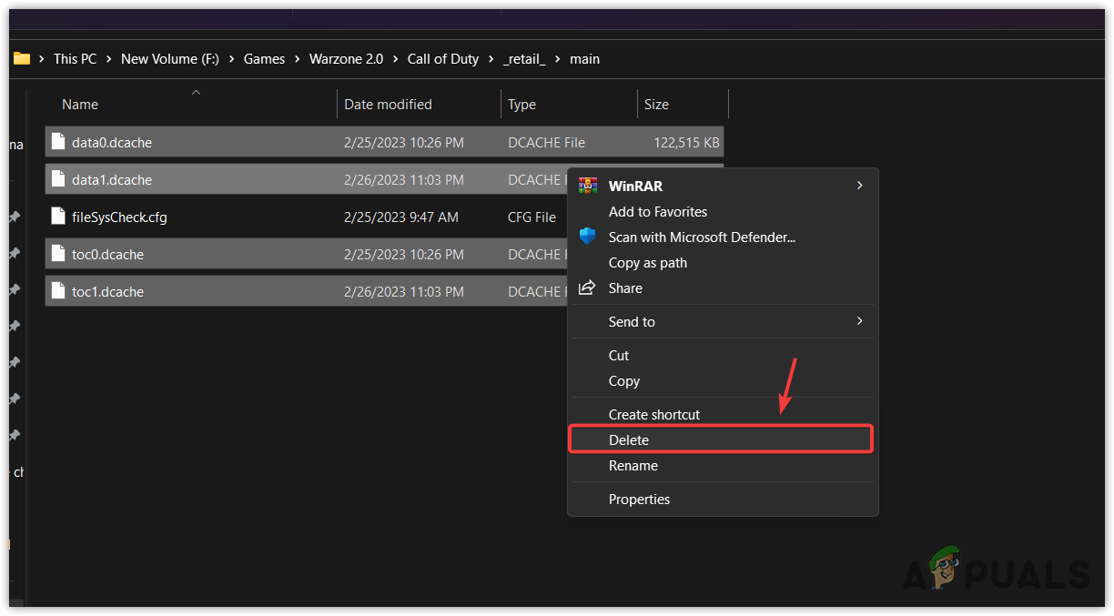 Deleting Cache files