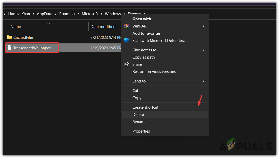 Deleting Transcoded Wallaper File