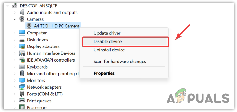 Disabling Camera driver