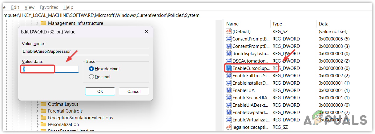 Disabling Cursor Suppression