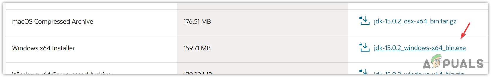 Downloading the Java installer