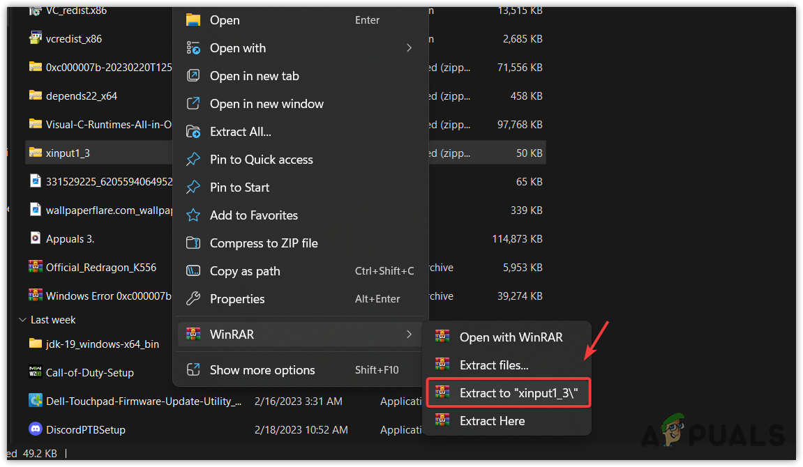 Extracting the downloaded DLL file