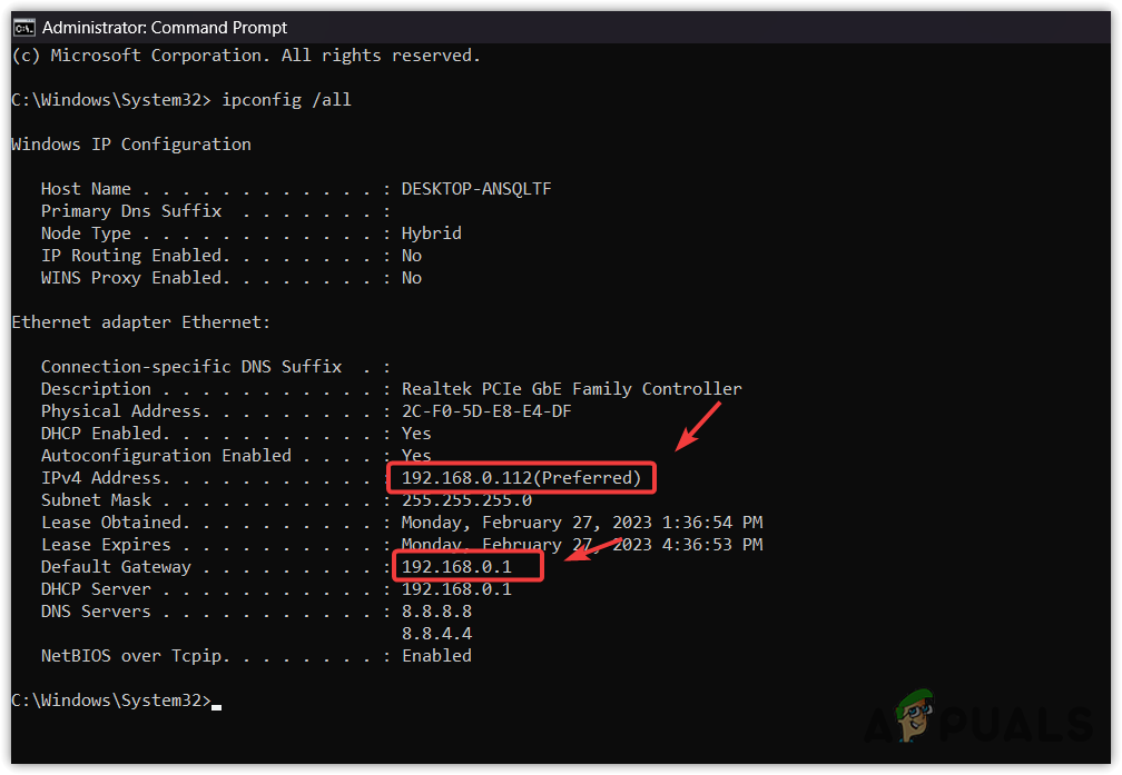 Finding IP Configuration using Command