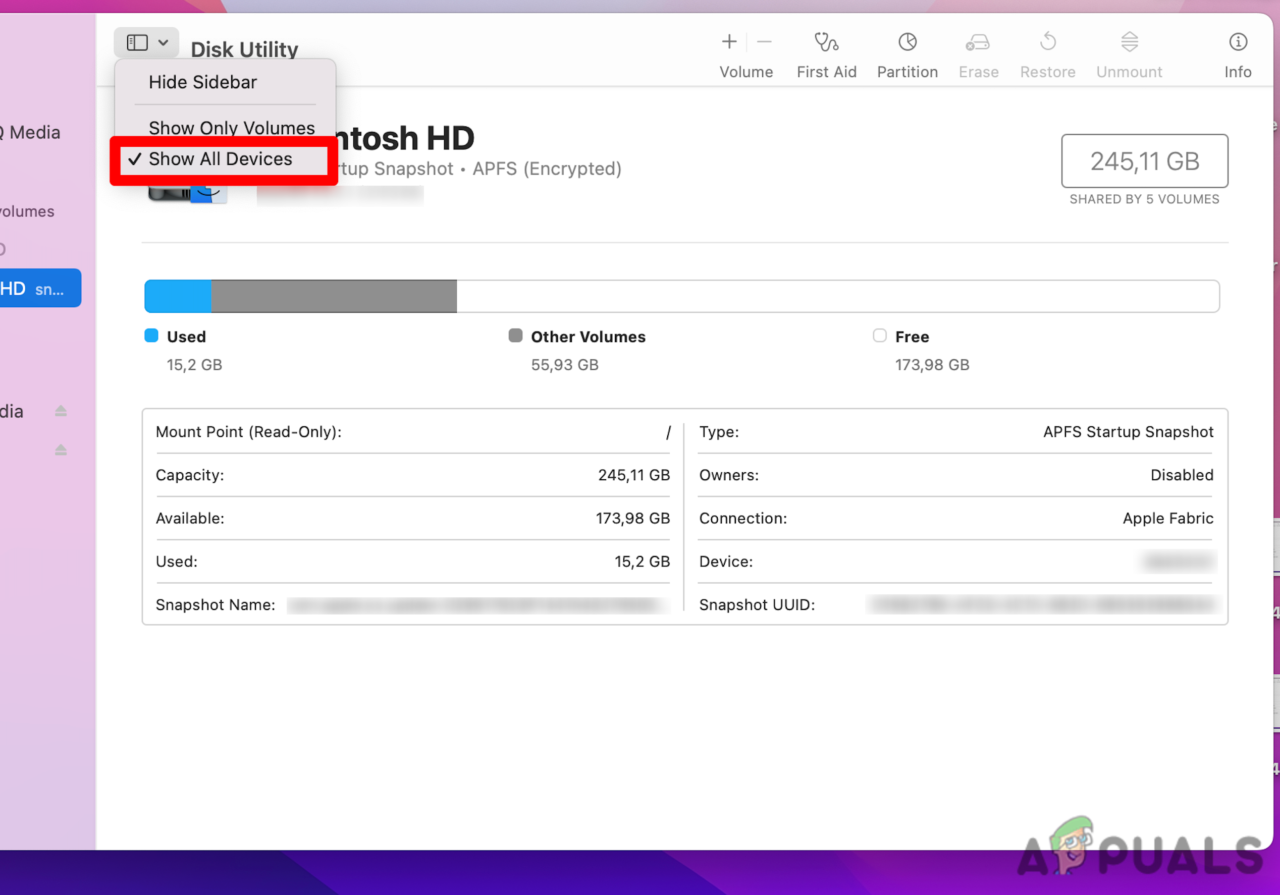 Accessing the drop-down menu