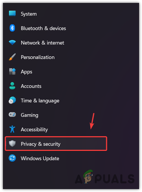 Heading to the Privacy and Security settings