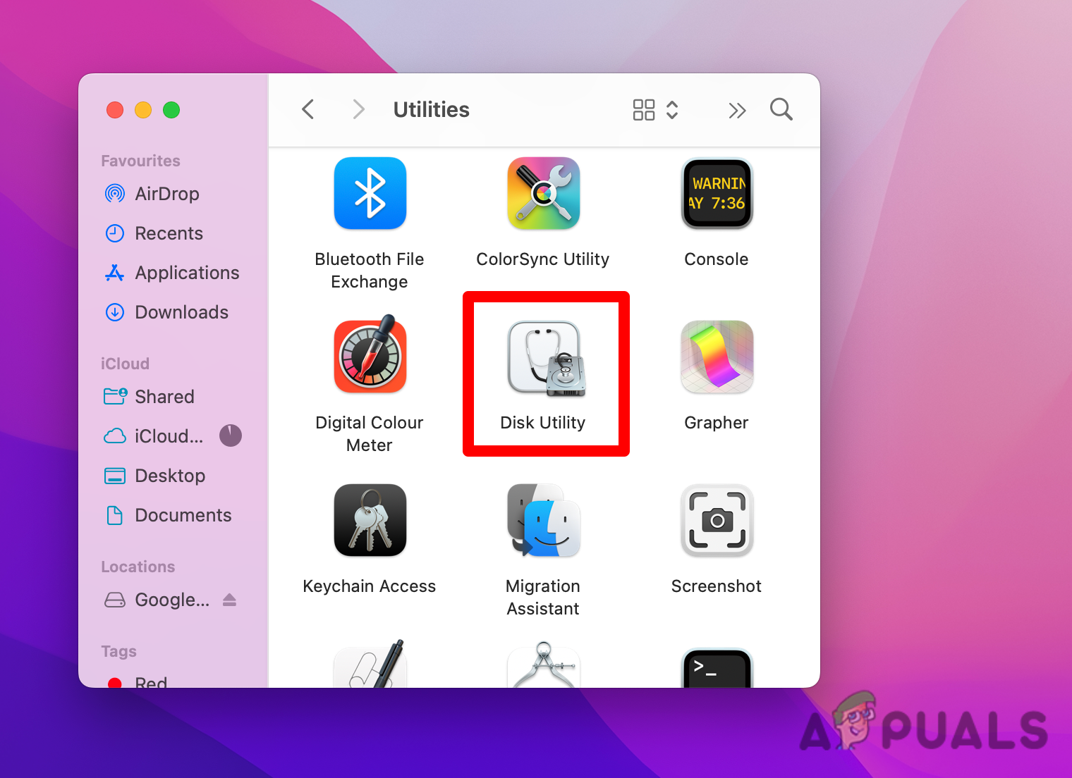 Open up Disk Utilities