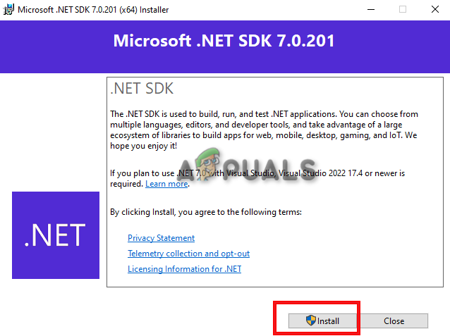 Installing .Net SDK