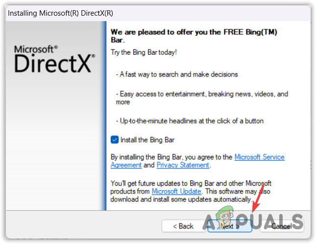 Installing DirectX Component