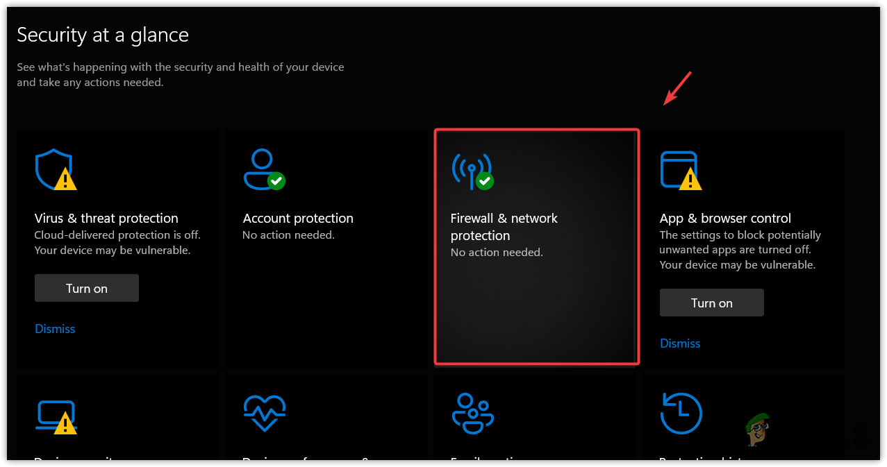 Navigating to Firewall & Network Protection settings