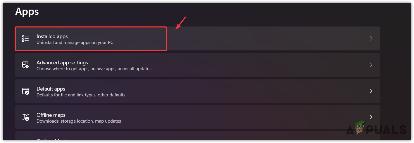 Accessing Installed Apps settings