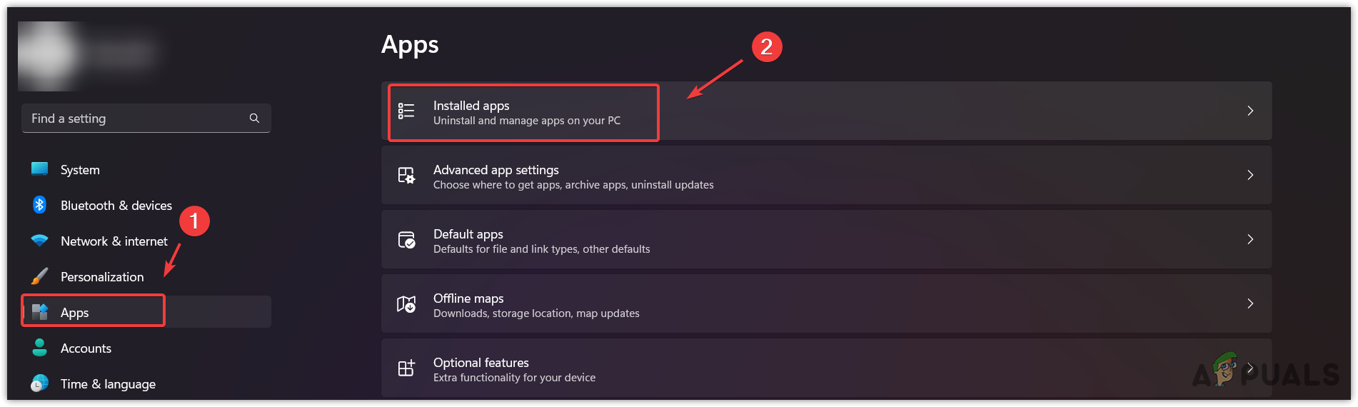 Navigating to Installed Apps
