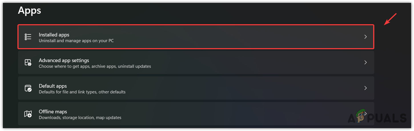 Navigating to Installed Apps