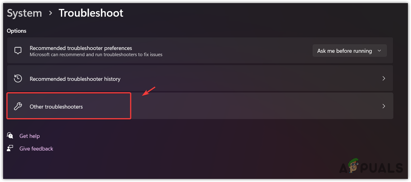 Navigating to Other Troubleshooters