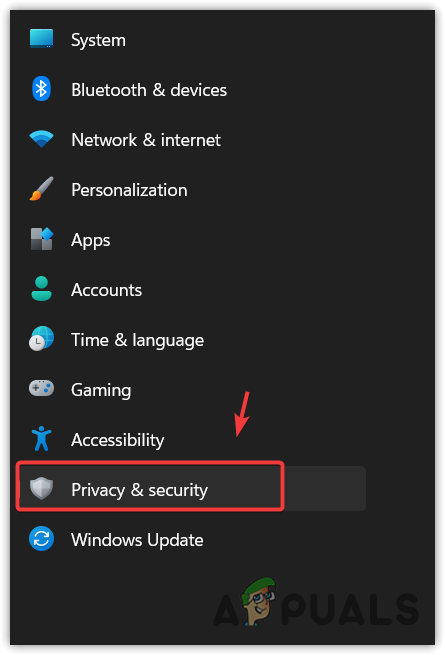Navigating to Privacy and Security settings