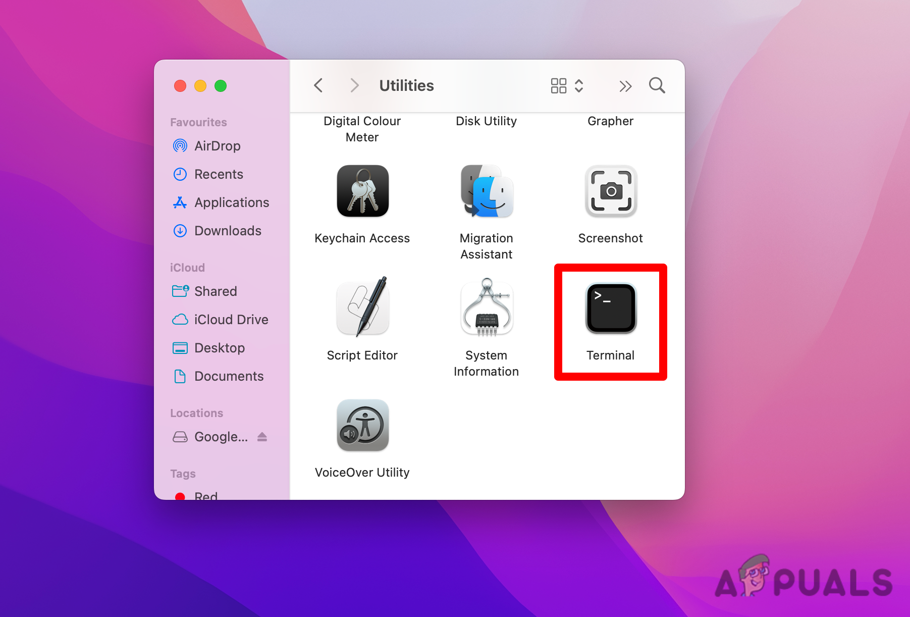 Open up the Terminal app