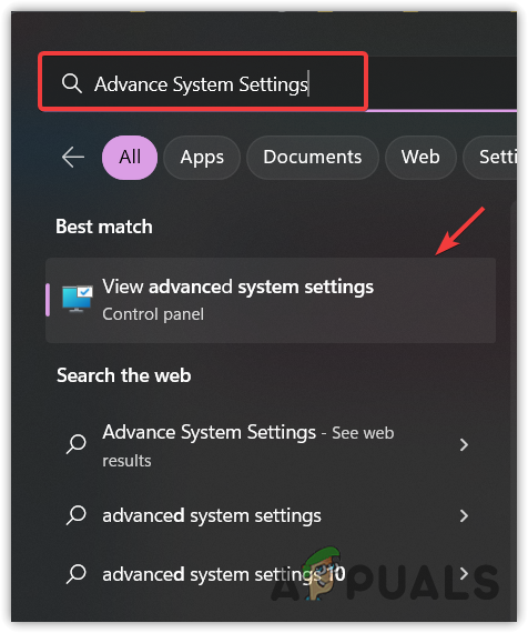 Opening Advanced System Properties Settings