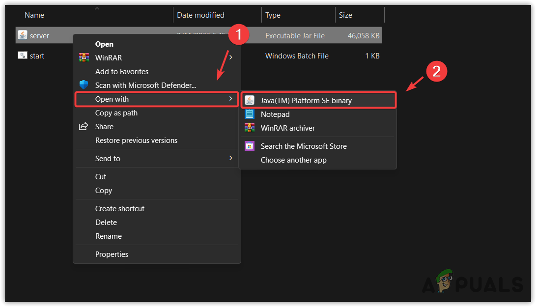 Opening JAR file with Java (TM) Platform SE Binary