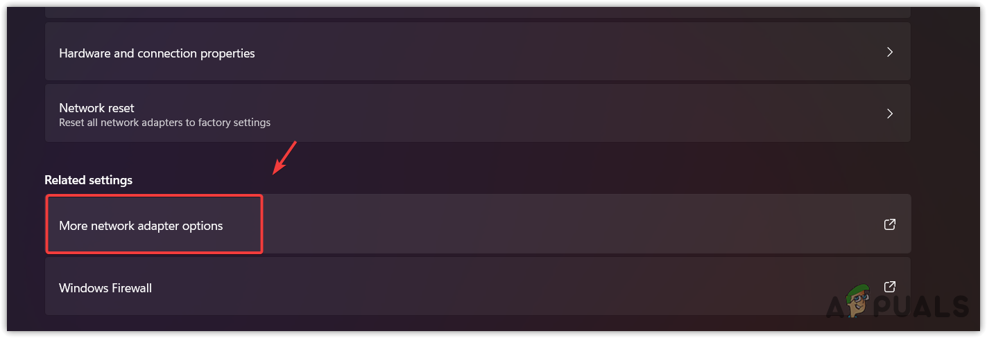Opening Network Adapter Settings