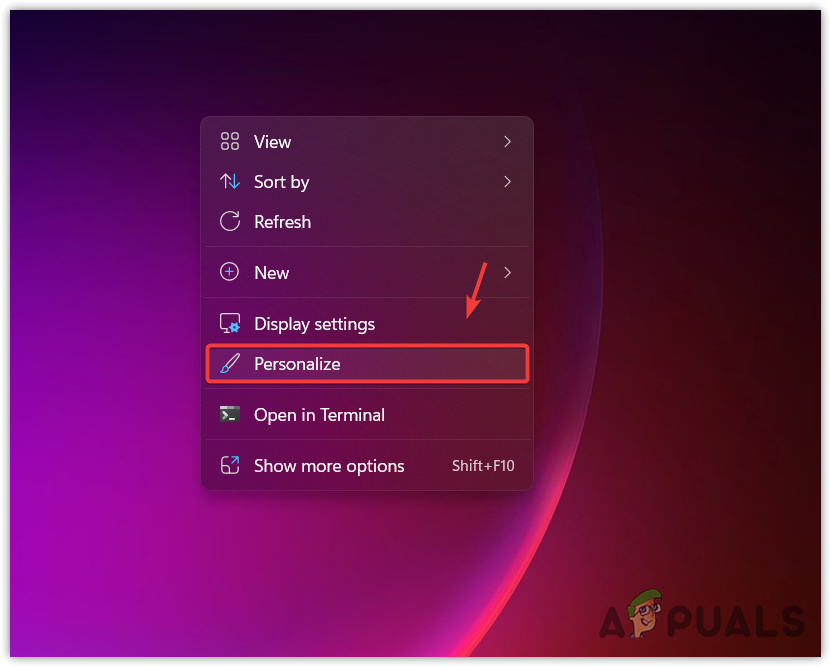 Opening Personalization Settings on Windows