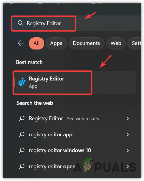 Opening Registry Editor from Start Menu