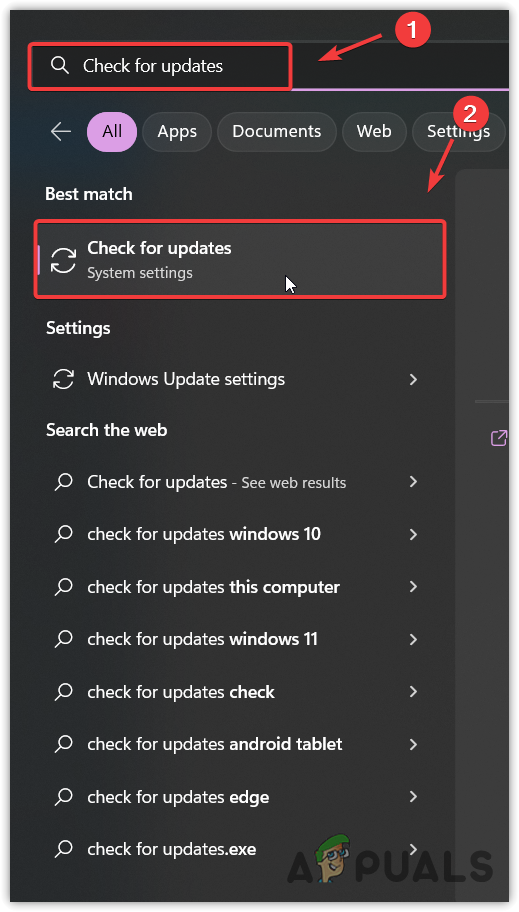 Accessing Windows Update settings