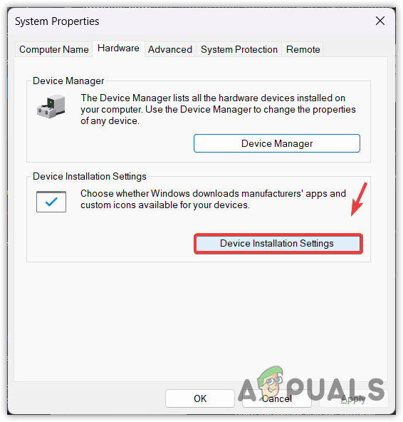Opening device installation settings