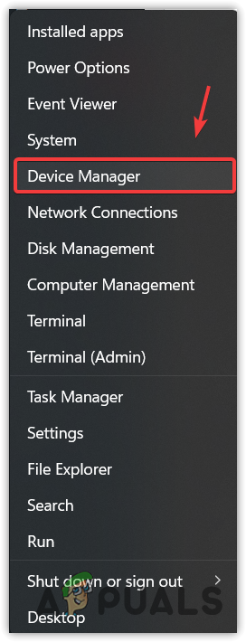 Opening device manager by right-clicking the start menu