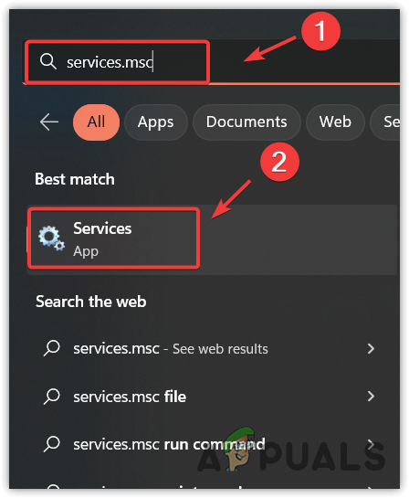Opening services Window