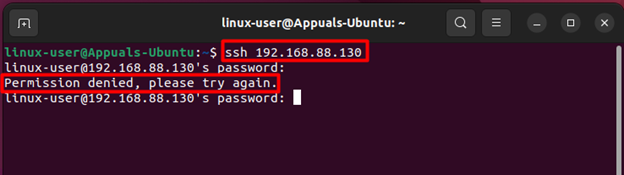 Permission denied "Wrong Password"