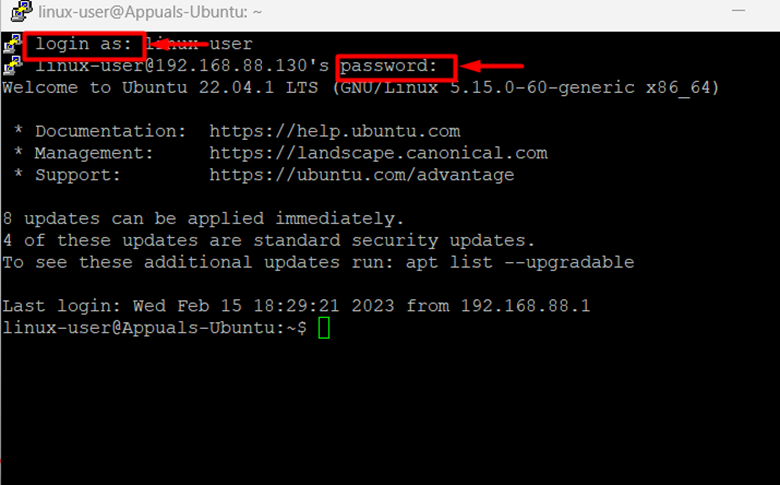 PuTTY accessed remote server