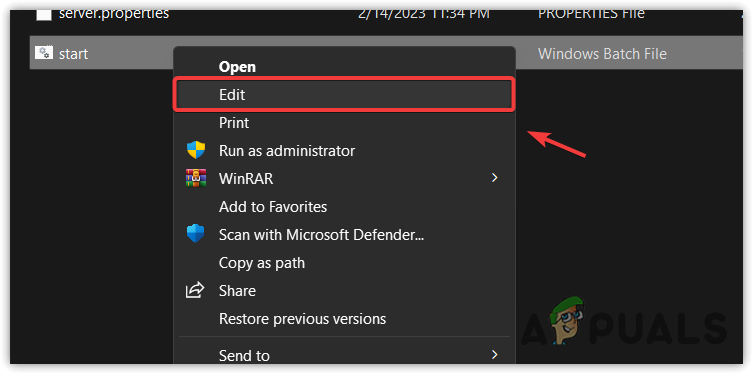 Proceeding to edit a bat file