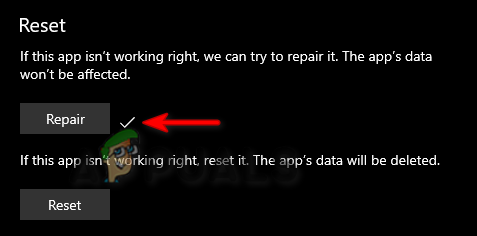 Repairing the application