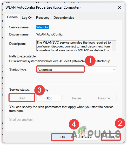 Restarting WLAN AutoConfig Service