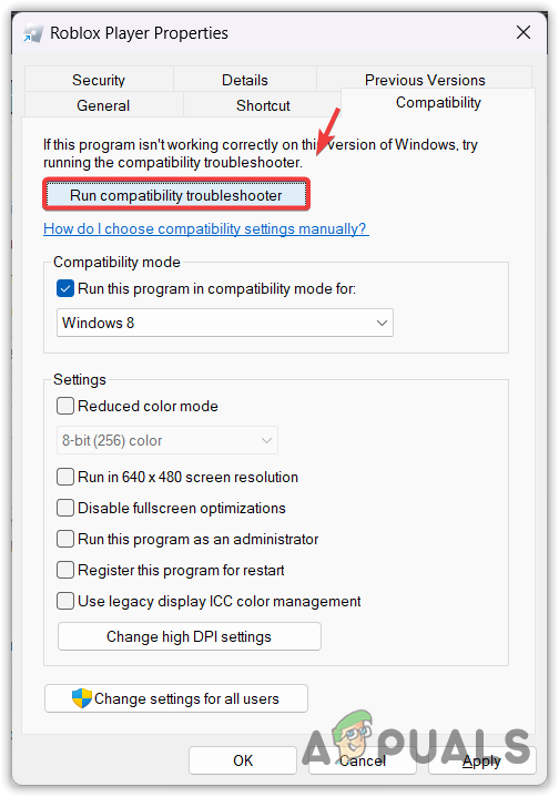 Running Compatibility Troubleshooter