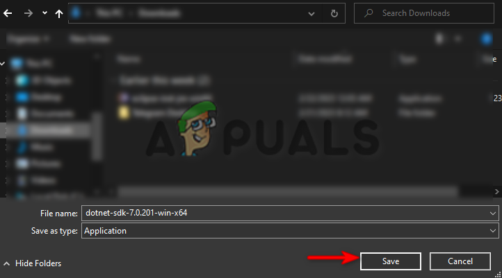 Saving the application in the&nbsp; folder
