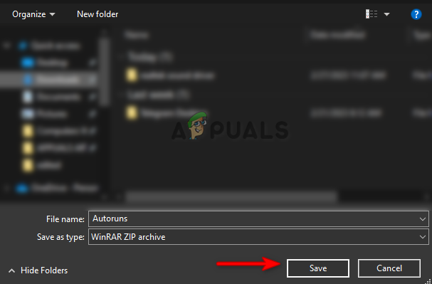Saving the file in the folder