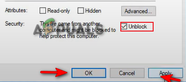 Unblocking the file 
